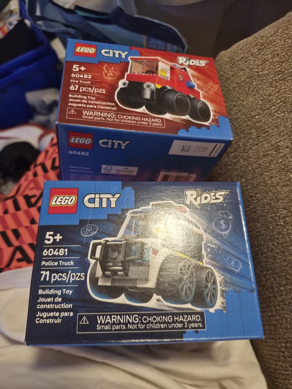 Lego City White and Red Police & Fire Truck Building Sets